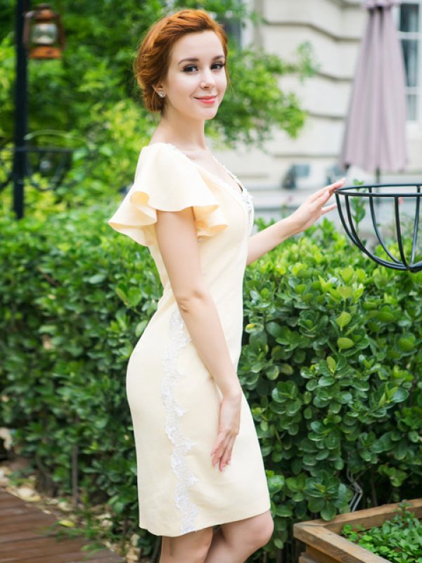 画像5: S-XLサイズあり【ERUKEI / Glitter】フレアスリーブ/Vネック/タイト/ミニドレス /キャバドレス[OF2] (5)