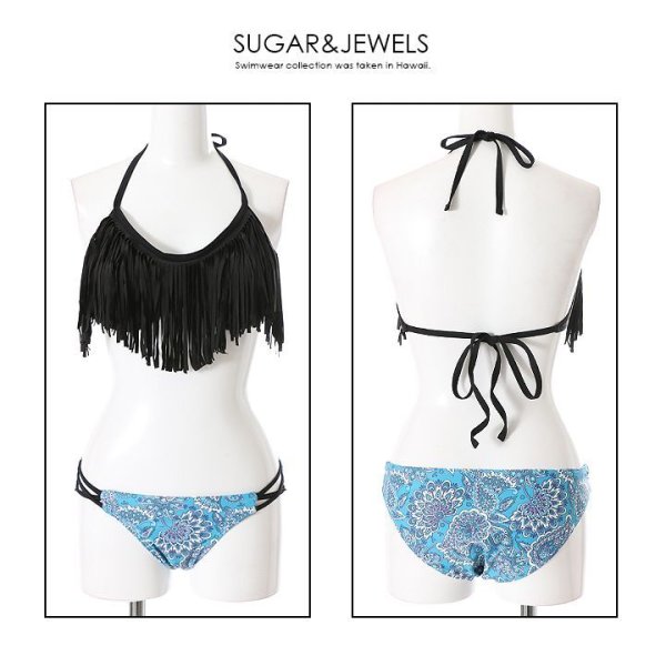 画像8: 【即日発送】【水着セール】【ビキニ】【水着】フリンジホルター×ペイズリー ビキニ[YMT] (8)