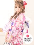 画像2: 【浴衣セール】【浴衣】小花桜模様浴衣セット（HEKO-800-sb-5-W / Yhimo201 / OBI-hira-100-ok-18-CPxPL /GETA-02-ok-5-P)[HC02] (2)