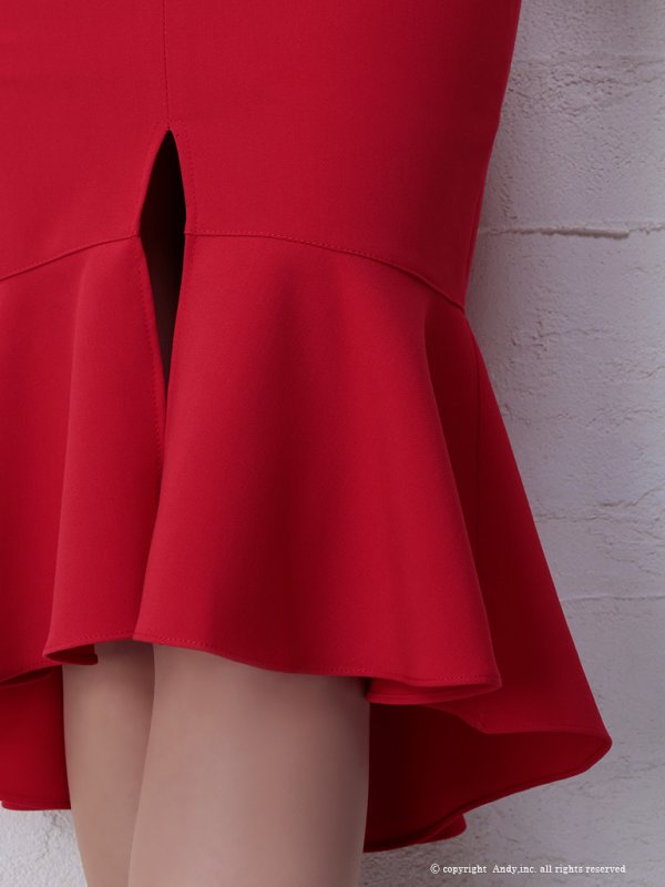 画像8: 【ANDY MAGAZINE VOL.17 掲載商品】ショール風デザイン/ウエストベルト/キャバドレス レッド[OF05] (8)