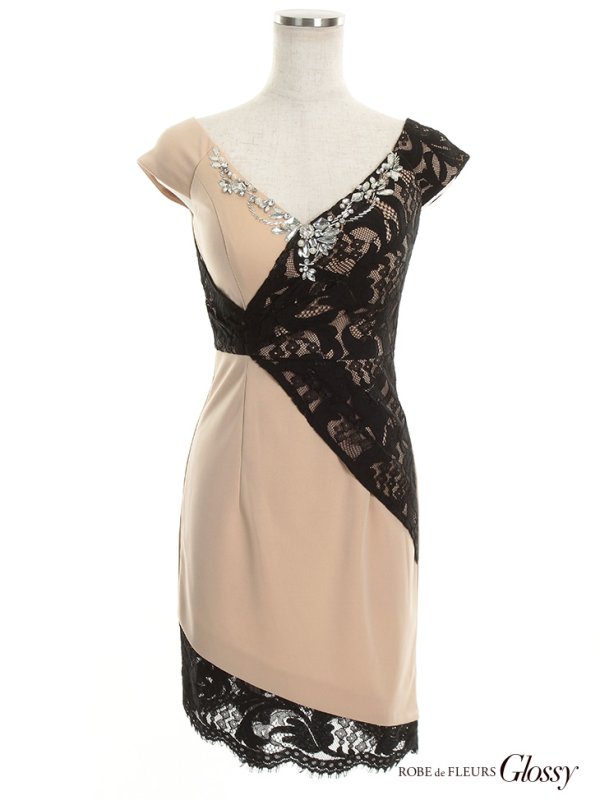 画像8: 新色追加!!【Glossy/グロッシー】アシンメトリー/レースドッキング/タイト/キャバドレス【HC02】 (8)