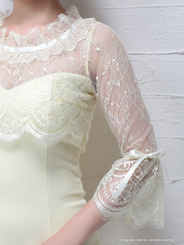 画像6: 訳あり商品☆レース破れ☆セール価格13,800円(税抜)より更に値引き【ANDY/アンディ】レースデザイン/七分袖/タイト[OF05] (6)
