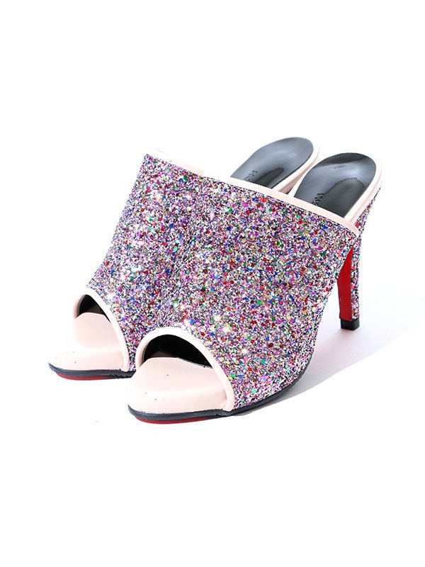 画像5: 【5サイズ/2カラー】オープントゥ/ ラメ/ ヒール/ パンプス[OF02] (5)