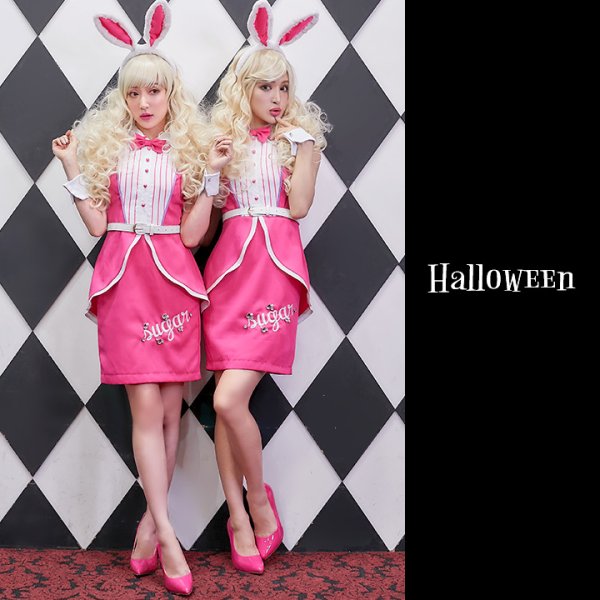 画像2: 【値下げ！】【ハロウィンコスプレ5点セット】ピンクドールバニー【S-XLサイズ/1カラー】（ W001795/ SAMU20P）[HC03] (2)