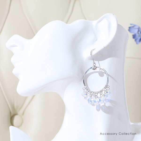 画像3: 【アクセサリー：ピアス】【ERUKEI】シルバーリングビジューピアス[OF02-U] (3)