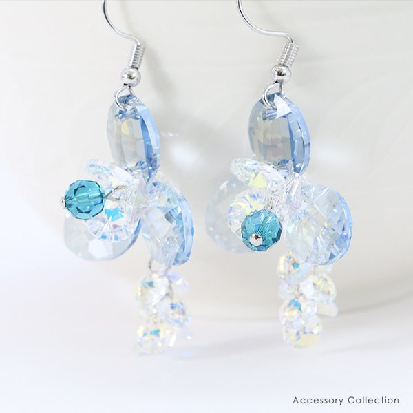 画像2: 【アクセサリー：ピアス】【ERUKEI】ブルーxクリスタルビジューピアス[OF02-U] (2)