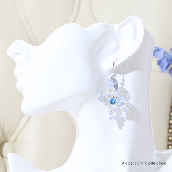 画像3: 【アクセサリー：ピアス】【ERUKEI】ブルーxクリスタルビジューピアス[OF02-U] (3)