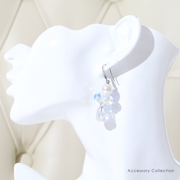 画像3: 【アクセサリー：ピアス】【ERUKEI】パールxオーロラクリスタルビジューピアス[OF02-U] (3)