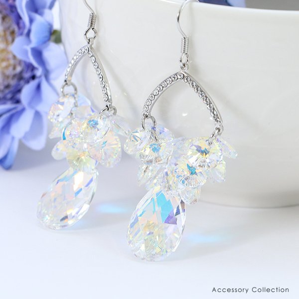 画像2: 【アクセサリー：ピアス】【ERUKEI】オーロラ/クリスタルビジューピアス[OF02-U] (2)