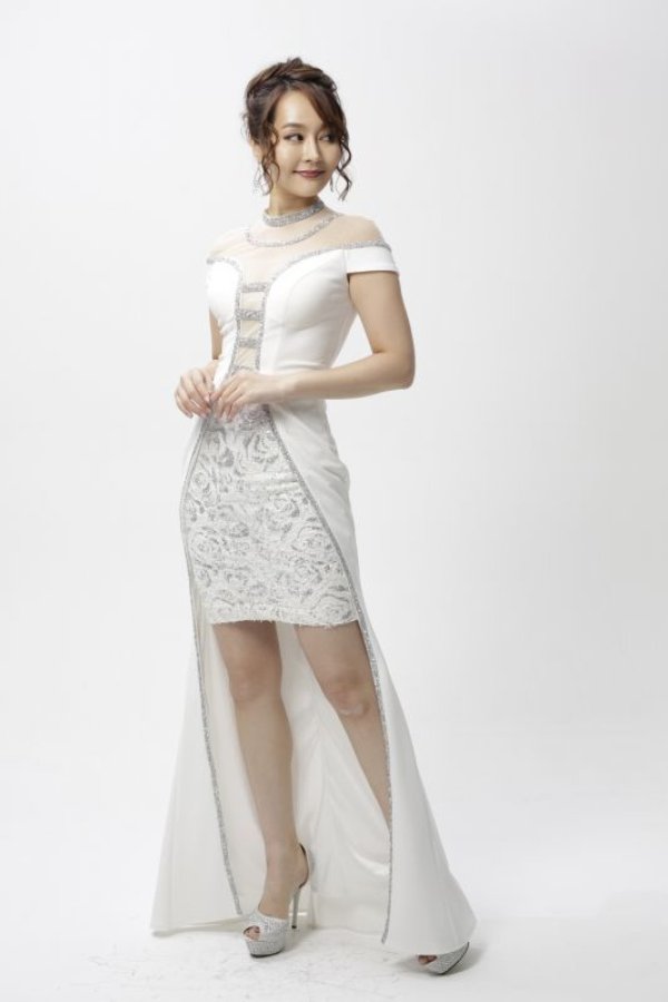 画像3: L/XLサイズあり【Luxe Style/リュクススタイル】デコルテ&バックシアー/ハイネック/ショートinロング/キャバドレス (3)