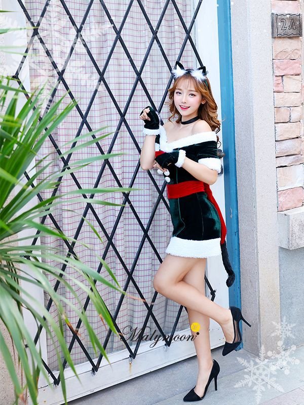 画像6: 【即日発送】【クリスマスコスプレ7点セット】【Malymoon/マリームーン】キャットサンタコスプレ【フリーサイズ/1カラー】[YMT] (6)