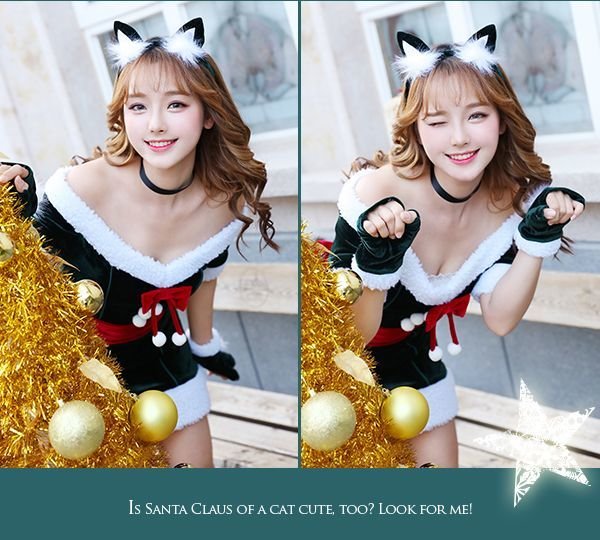 画像11: 【即日発送】【クリスマスコスプレ7点セット】【Malymoon/マリームーン】キャットサンタコスプレ【フリーサイズ/1カラー】[YMT] (11)