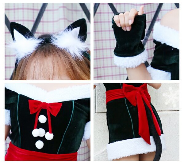 画像12: 【即日発送】【クリスマスコスプレ7点セット】【Malymoon/マリームーン】キャットサンタコスプレ【フリーサイズ/1カラー】[YMT] (12)