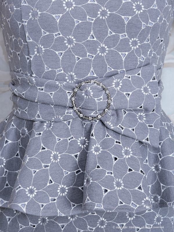 画像5: 【ANDY 】オフショル/フラワー刺繍/クロスデザイン/ペプラム/タイト/ミニドレス /キャバドレス[OF05] (5)