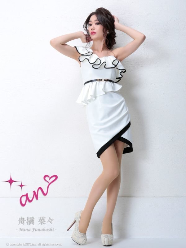 画像10: 【an/アン】ワンショル/パイピング/フリル/セットアップ/キャバドレス[OF05] (10)