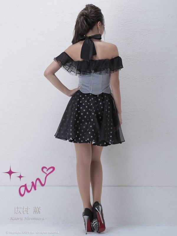 画像4: 【an】オフショル/ドット/クロスデザイン/セットアップ/キャバドレス[OF05] (4)