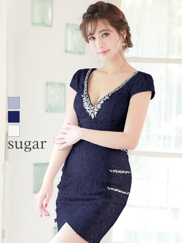 画像2: XSサイズあり【Glossy/グロッシー】ボウタイチョーカー付き/ シンプル/ バストジップ/ キャミ/ ミニドレス/ キャバドレス[OF08] (2)