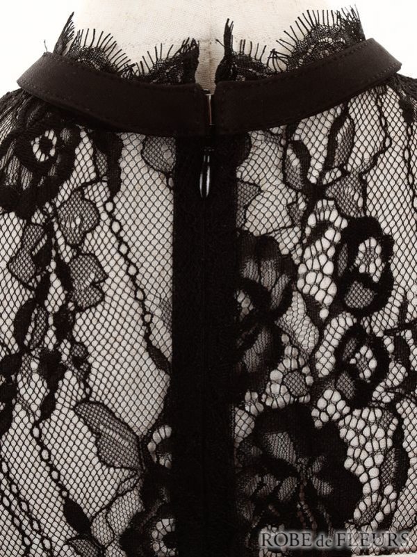 画像4: 訳あり商品☆汚れあり/付属品なし☆【ROBE de FLEURS/ローブドフルール】ローズジャガード /レース切替 /フレア/キャバドレス[OF2] (4)