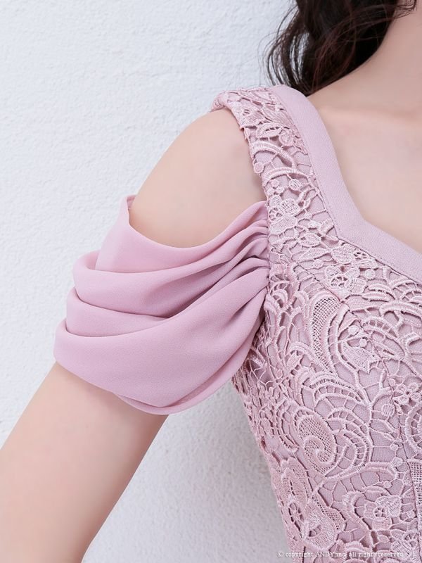 画像6: 【an/アン】ケミカルレース/ シフォンスリーブ/ セットアップ/ キャバドレス[OF05] (6)