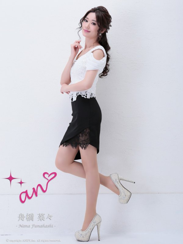 画像11: 【an/アン】ケミカルレース/ シフォンスリーブ/ セットアップ/ キャバドレス[OF05] (11)