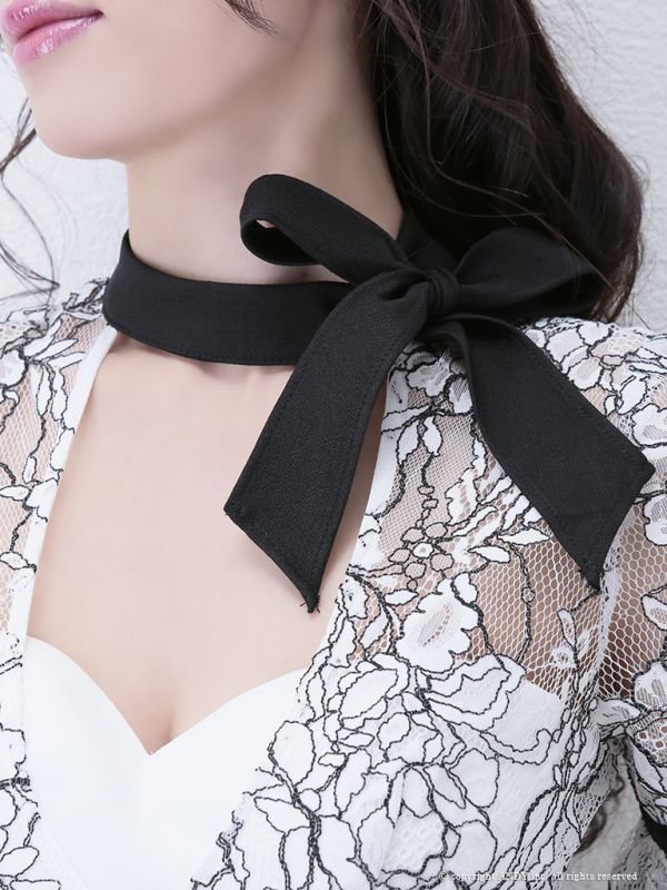 画像6: 【an/アン】リボンネック/ フラワーレース/ タイト/ キャバドレス[OF05] (6)