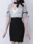 画像5: 【an/アン】リボンネック/ フラワーレース/ タイト/ キャバドレス[OF05] (5)