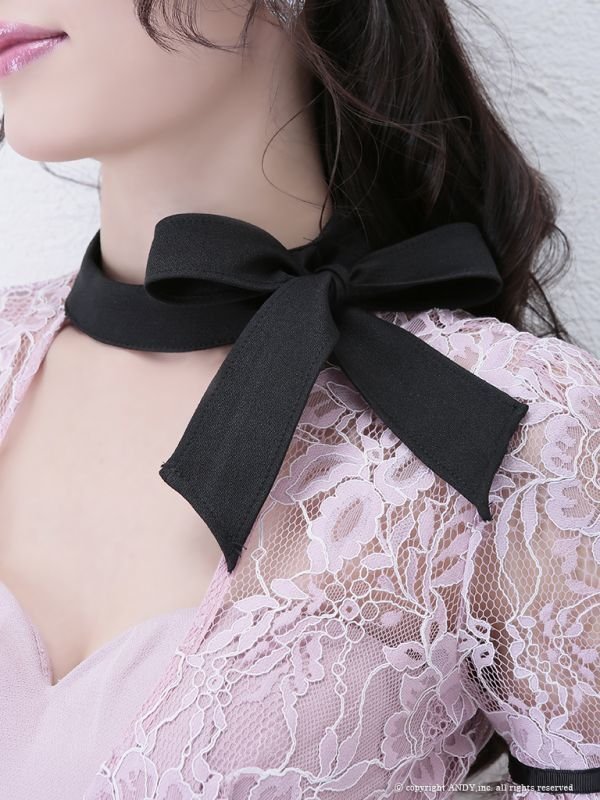 画像8: ☆人気の為再入荷☆【an/アン】リボンネック/ フラワーレース/ タイト/ キャバドレス[OF05] (8)