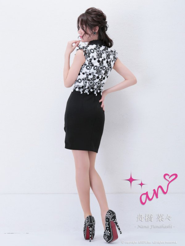 画像14: 【an/アン】リボンネック/ フラワーレース刺繍/ タイト/ キャバドレス[OF05] (14)