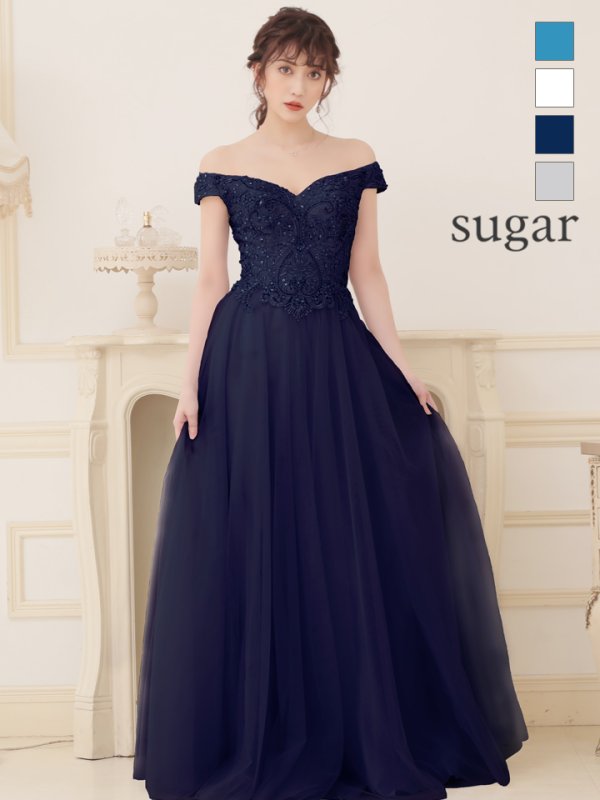 画像2: 【Lip line/リップライン】ビジュー/ チュール/ Aライン/ ロング/ キャバドレス long[HC03] (2)