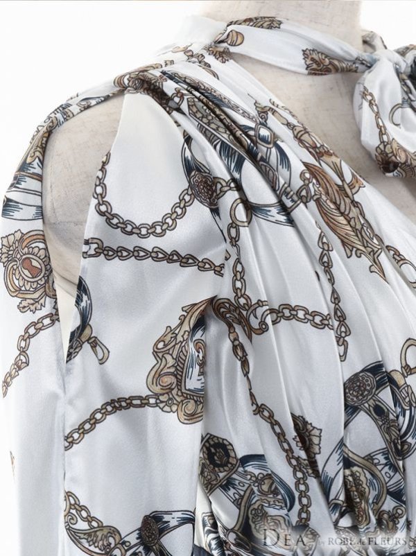 画像7: 訳あり商品☆ボタン取れ☆【DEA./ディア】スカーフモチーフ/ ロングスリーブ/ 異素材切り替え/ タイトミニ/ミニドレス /キャバドレス[OF2] (7)