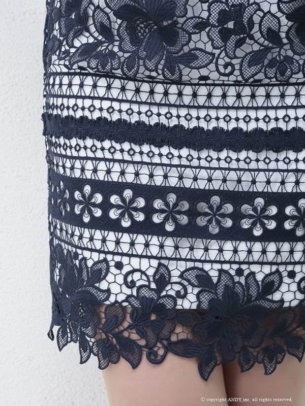 画像15: 【an/アン】 総レース/ リボンブローチ/ シアーレース/ フリルスリーブ/ タイト /キャバドレス[OF05] (15)