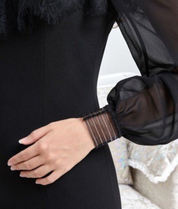 画像15: 【ERUKEI エルケイ】ショルダーレース/首元ビジュー/ミニドレス /キャバドレス[OF2] (15)