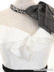 画像5: 訳あり商品☆刺繍ほつれ☆【ROBE de FLEURS/ローブドフルール】 リボンネック/ オフショルダー/ 切替/ レーススリーブ/ タイト/ キャバドレス[OF2] (5)