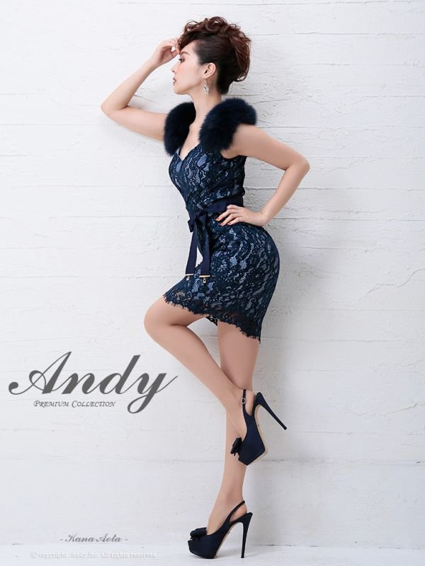 画像10: 【ANDY/アンディ】ファー付き/ 総レース/ ウェストリボン/ タイト/ ミニドレス/ キャバドレス[OF05] (10)