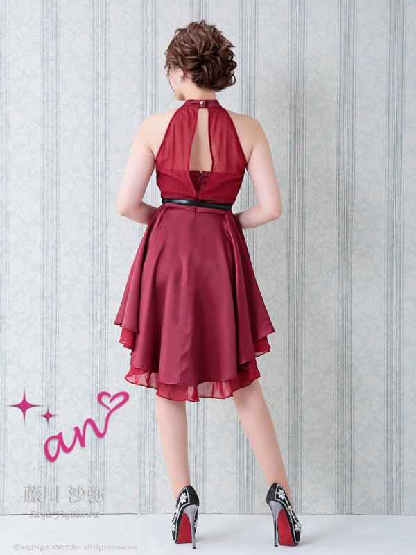 画像15: 【an/アン】アメスリ/ ワンカラー/ テールカット/ シフォン/ ミニドレス/ キャバドレス[OF05] (15)