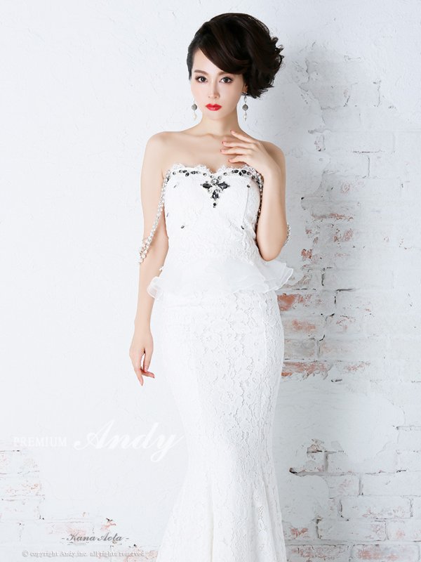 画像5: 【PREMIUM ANDY】パール/ ベア/ 総レース/ バックシャン/ ロング/ キャバドレス long[FB03] (5)