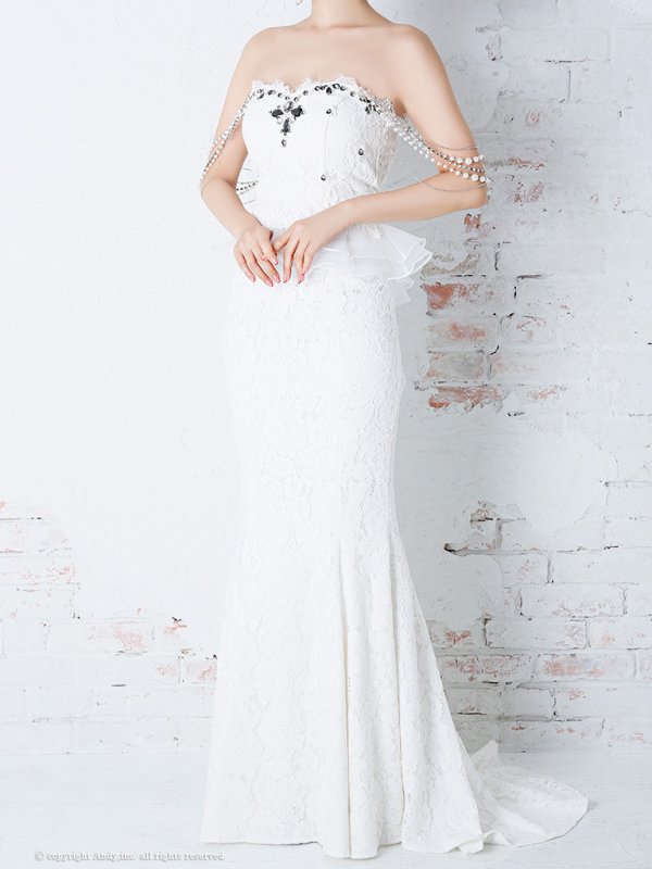 画像15: 【PREMIUM ANDY】パール/ ベア/ 総レース/ バックシャン/ ロング/ キャバドレス long[FB03] (15)