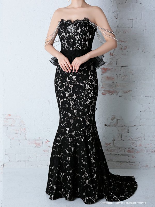 画像20: 【PREMIUM ANDY】パール/ ベア/ 総レース/ バックシャン/ ロング/ キャバドレス long[FB03] (20)