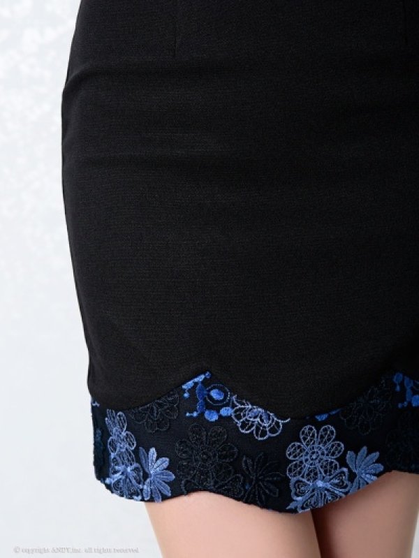 画像7: 即日発送!!【an/アン】フラワー刺繍/ リボンネック/ セットアップ/ ミニドレス/ キャバドレス[OF05] (7)