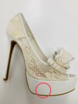 画像2: 訳あり商品☆汚れとキズあり☆【ANGEL R/エンジェルアール】オープントゥ/リボン/14cmヒール/パンプス[OF2] (2)