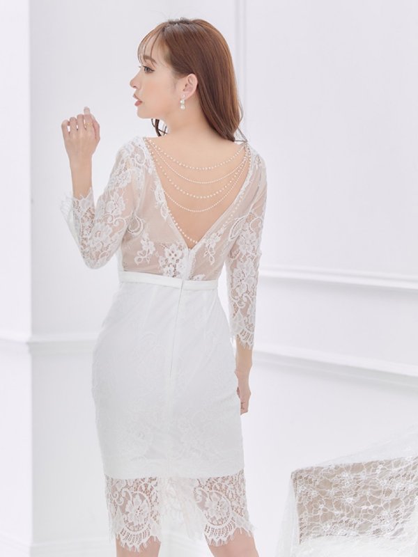 画像17: Lサイズあり!!【JEAN MACLEAN/ジャンマクレーン】レース/ バックシャン/長袖/ 7分袖/ タイト/ 膝丈/ミディアム/ ミニドレス/ キャバドレス【HC02】 (17)