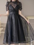 画像13: Lサイズあり【DEA. by ROBE de FLEURS/ディアバイローブドフルール】チュールxレースブラウスセット/ パフスリーブ/ キャミソール/ フレア/ ミモレ丈/ ワンピース/ キャバドレス[OF2] (13)