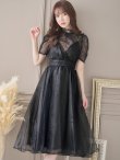 画像4: Lサイズあり【DEA. by ROBE de FLEURS/ディアバイローブドフルール】チュールxレースブラウスセット/ パフスリーブ/ キャミソール/ フレア/ ミモレ丈/ ワンピース/ キャバドレス[OF2] (4)