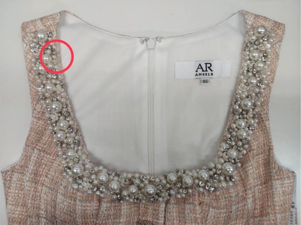 画像9: 訳あり商品☆一部ビジュー取れ☆【ANGEL R/エンジェルアール】チェックツイード/ バストパールビジュー/ フロントボタン/ フレア/ ミニドレス/ キャバドレス[OF2] (9)