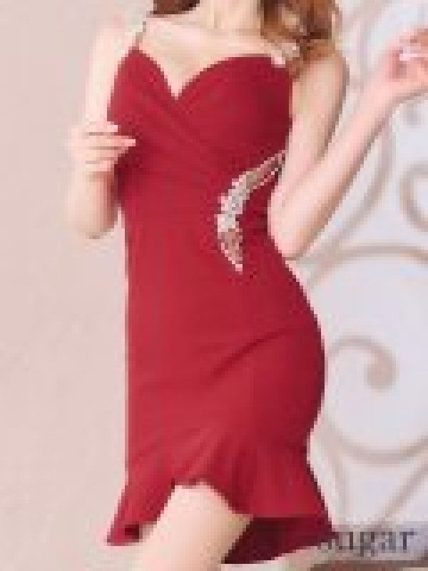 画像13: XSサイズあり【IRMA/イルマ】マーメイド/ フリル/ ワンカラー/ ビジュー/ タック/ カットアウト/ ストレッチ/ Aライン/ ミニドレス/ キャバドレス【HC02】 (13)