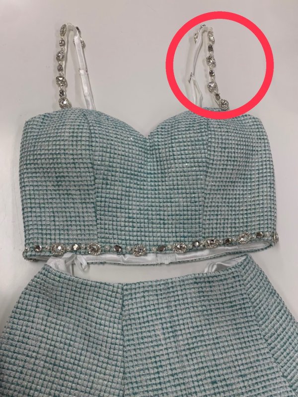 画像6: 訳あり商品☆ビジュー取れ☆XSサイズあり【ROBE de FLEURS/ローブドフルール】スプリングツイード/ ビジュー/ パール/ セットアップ/ フレア/ ミニドレス/ キャバドレス[OF2] (6)