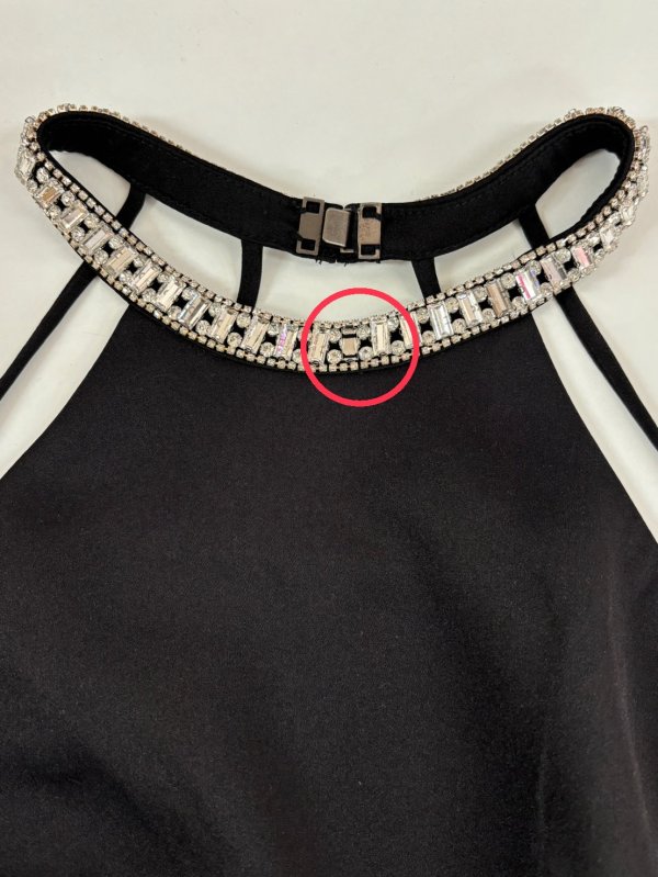 画像4: 訳あり商品☆ビジュー取れ☆Lサイズあり【DEA./ディア】ビジュー/ ワンカラー/ ホルターネック/ リボン/ フレア/ ロング丈/ ロングドレス/ キャバドレス[OF2] (4)