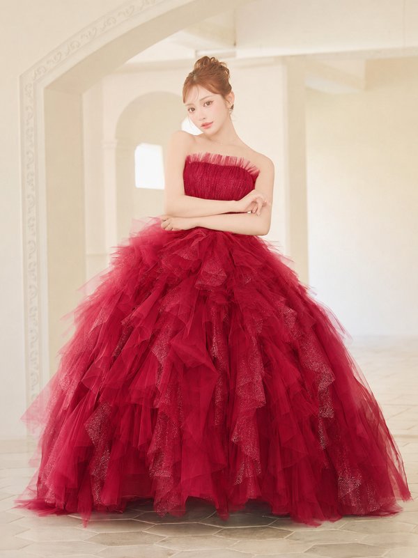 画像1: 【couture an/クチュールアン】ベア/ ラメ/ チュール/ レース/ フリル/ スピンドル/ フレア/ プリンセス/ ロングドレス/ キャバドレス long[OF05] (1)