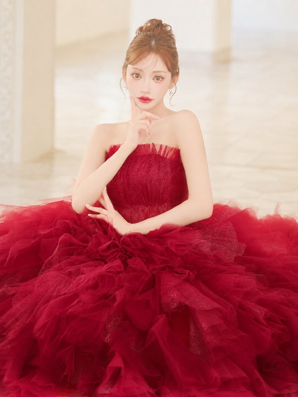 画像2: 【couture an/クチュールアン】ベア/ ラメ/ チュール/ レース/ フリル/ スピンドル/ フレア/ プリンセス/ ロングドレス/ キャバドレス long[OF05] (2)