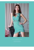 画像3: XSサイズあり!!【ROBE de FLEURS Glossy/ローブ・ド・フルール グロッシー】バストクロス/ ストレッチ/ ビジュー/ パール/ バックリボン/ アシメスカート/ タイト/ ミニドレス/ キャバドレス[OF2] (3)